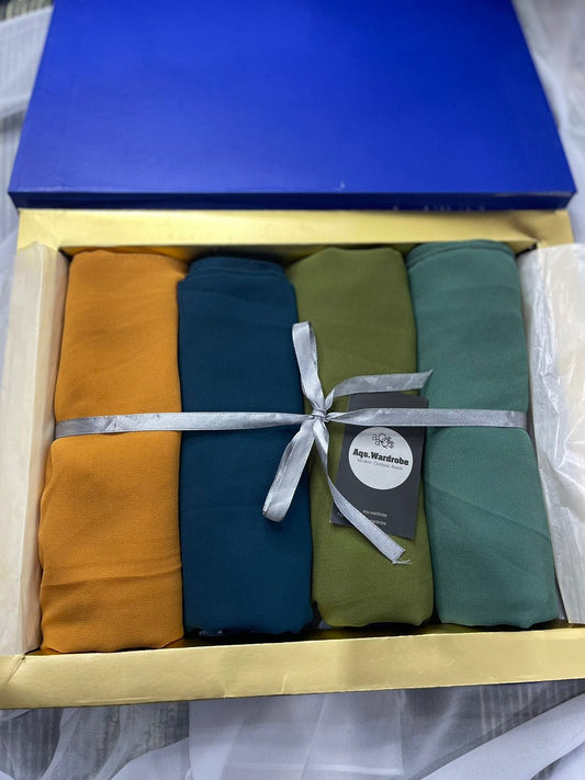 Georgette Chiffon Scarfs Bundle Of 4 - Aqswardrobe.pk